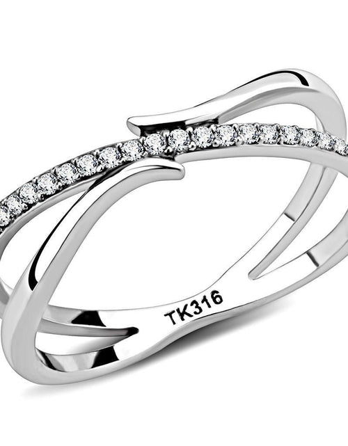 Load image into Gallery viewer, DA155 - High polished (no plating) Stainless Steel Ring with AAA Grade CZ in Clear
