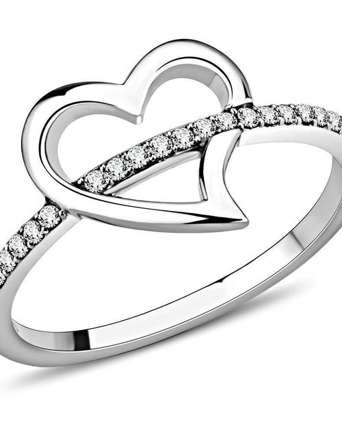 Load image into Gallery viewer, DA164 - High polished (no plating) Stainless Steel Ring with AAA Grade CZ in Clear
