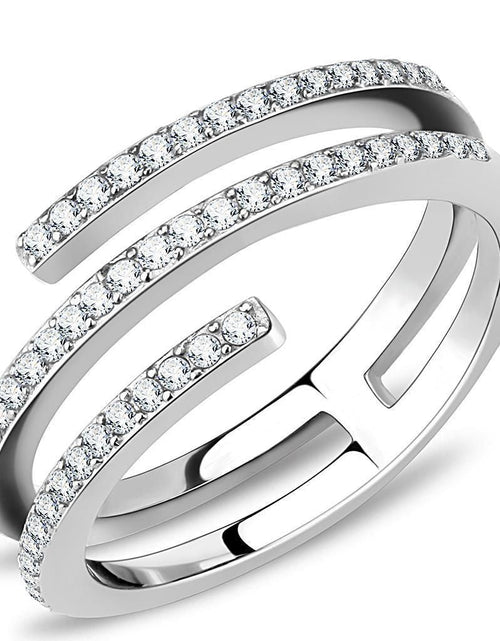 Load image into Gallery viewer, DA060 - High polished (no plating) Stainless Steel Ring with AAA Grade CZ in Clear
