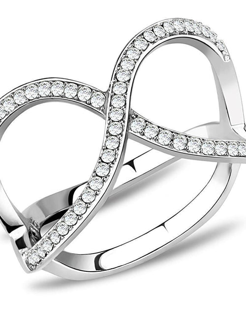 Load image into Gallery viewer, DA058 - High polished (no plating) Stainless Steel Ring with AAA Grade CZ in Clear
