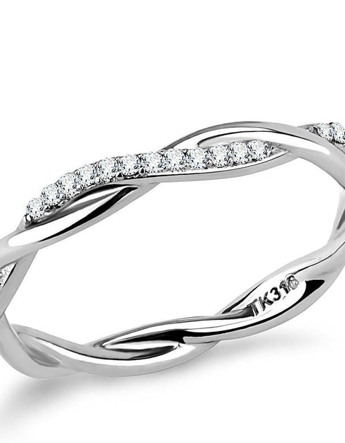 Load image into Gallery viewer, DA042 - High polished (no plating) Stainless Steel Ring with AAA Grade CZ in Clear
