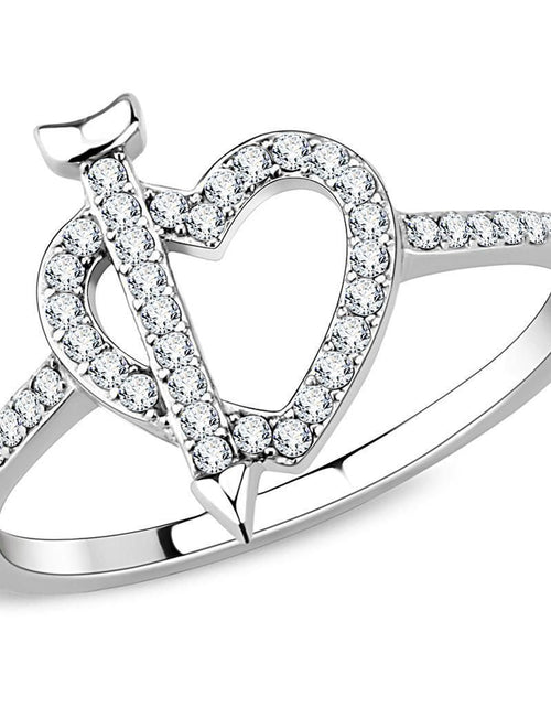 Load image into Gallery viewer, DA052 - High polished (no plating) Stainless Steel Ring with AAA Grade CZ in Clear
