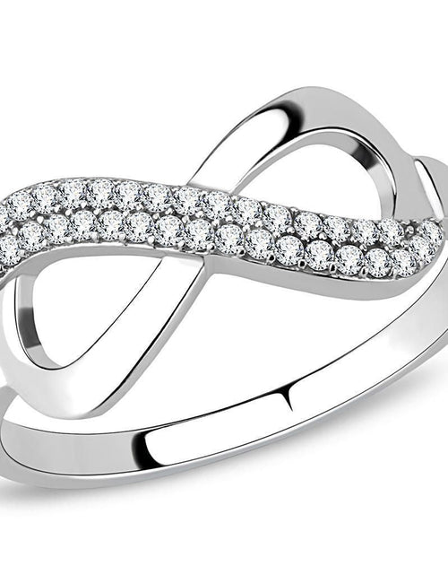 Load image into Gallery viewer, DA054 - High polished (no plating) Stainless Steel Ring with AAA Grade CZ in Clear
