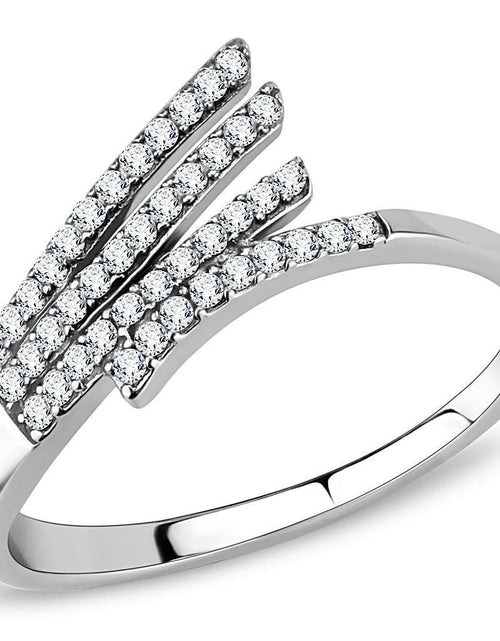 Load image into Gallery viewer, DA043 - High polished (no plating) Stainless Steel Ring with AAA Grade CZ in Clear
