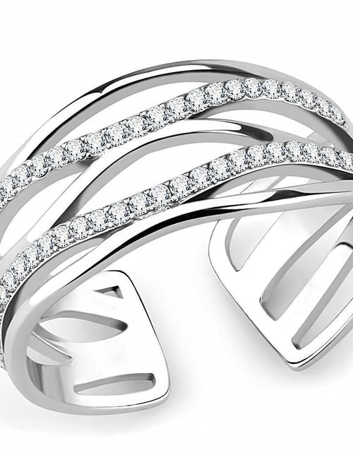 Load image into Gallery viewer, DA047 - High polished (no plating) Stainless Steel Ring with AAA Grade CZ in Clear
