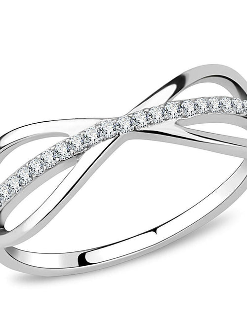 Load image into Gallery viewer, DA046 - High polished (no plating) Stainless Steel Ring with AAA Grade CZ in Clear
