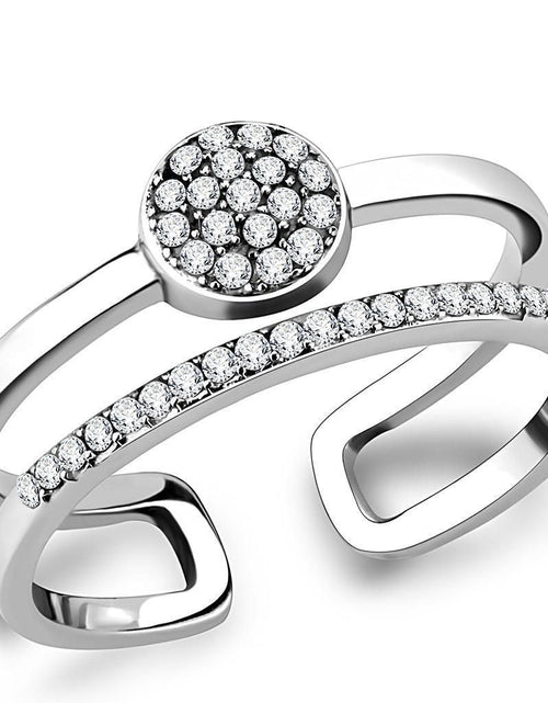 Load image into Gallery viewer, DA048 - High polished (no plating) Stainless Steel Ring with AAA Grade CZ in Clear
