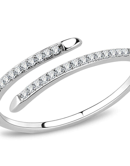 Load image into Gallery viewer, DA044 - High polished (no plating) Stainless Steel Ring with AAA Grade CZ in Clear
