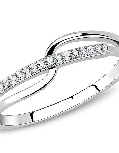 Load image into Gallery viewer, DA045 - High polished (no plating) Stainless Steel Ring with AAA Grade CZ in Clear
