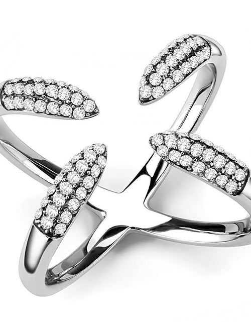 Load image into Gallery viewer, DA050 - High polished (no plating) Stainless Steel Ring with AAA Grade CZ in Clear
