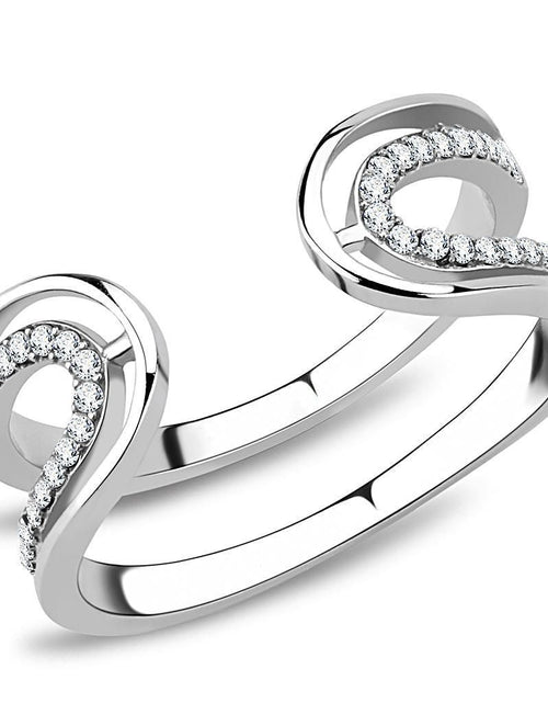 Load image into Gallery viewer, DA056 - High polished (no plating) Stainless Steel Ring with AAA Grade CZ in Clear
