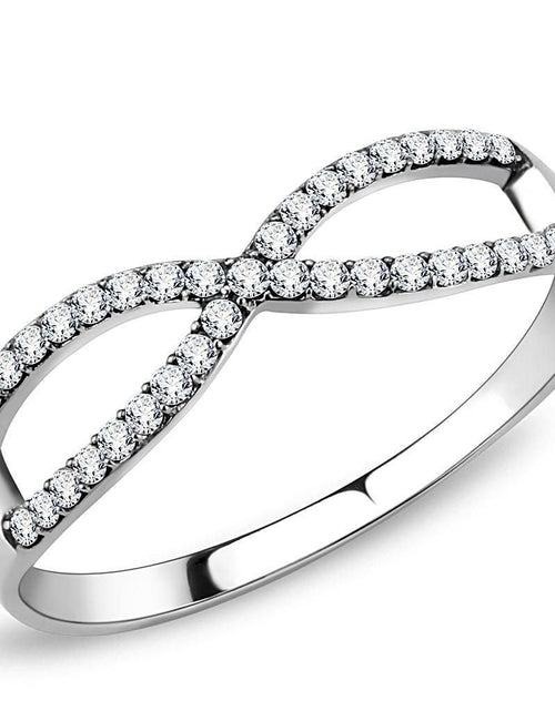 Load image into Gallery viewer, DA041 - High polished (no plating) Stainless Steel Ring with AAA Grade CZ in Clear

