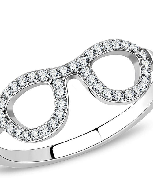 Load image into Gallery viewer, DA055 - High polished (no plating) Stainless Steel Ring with AAA Grade CZ in Clear
