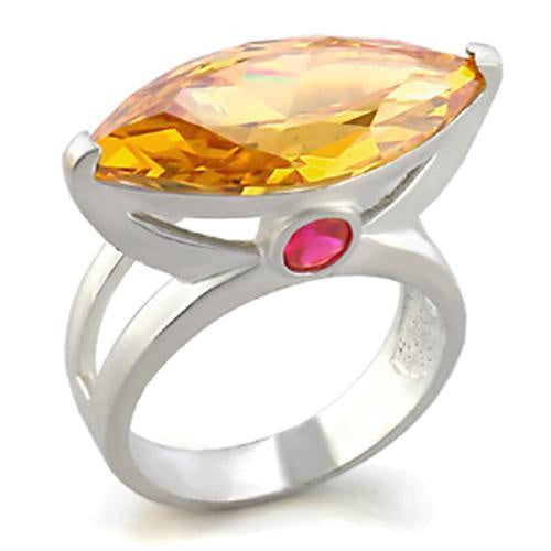Load image into Gallery viewer, 6X026 - Rhodium Brass Ring with AAA Grade CZ in Champagne
