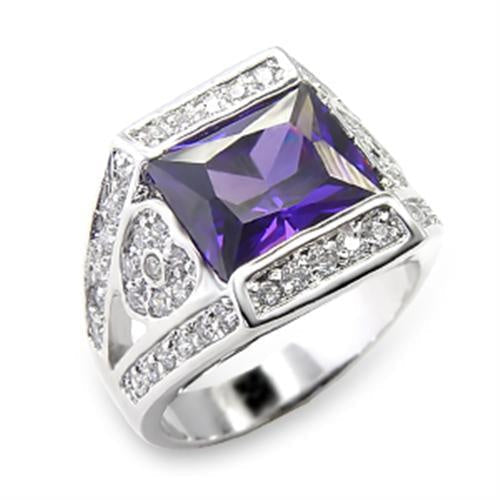 Load image into Gallery viewer, 6X074 - Rhodium Brass Ring with AAA Grade CZ in Amethyst
