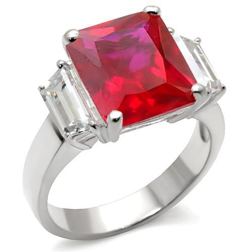 Load image into Gallery viewer, 6X061 - High-Polished 925 Sterling Silver Ring with Synthetic Garnet in Ruby
