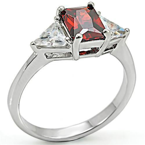 Load image into Gallery viewer, 6X069 - High-Polished 925 Sterling Silver Ring with AAA Grade CZ in Garnet
