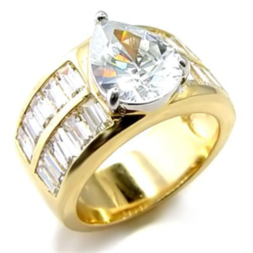 Load image into Gallery viewer, 6X015 - Gold+Rhodium Brass Ring with AAA Grade CZ in Clear

