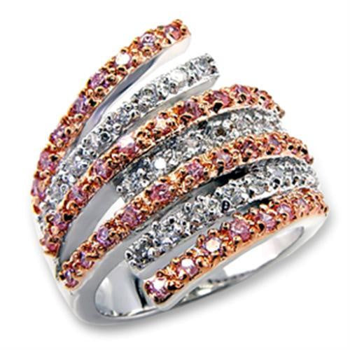 Load image into Gallery viewer, 60207 - Rose Gold + Rhodium Brass Ring with AAA Grade CZ in Rose
