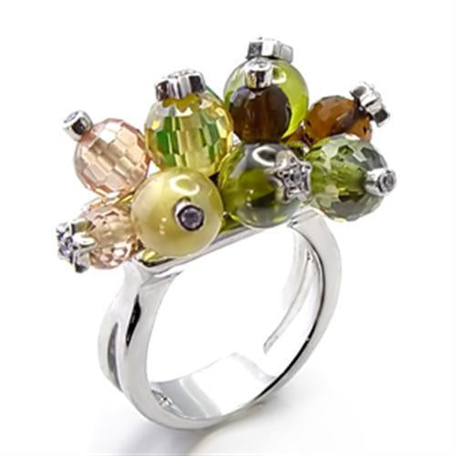Load image into Gallery viewer, 6X018 - Rhodium Brass Ring with AAA Grade CZ in Multi Color
