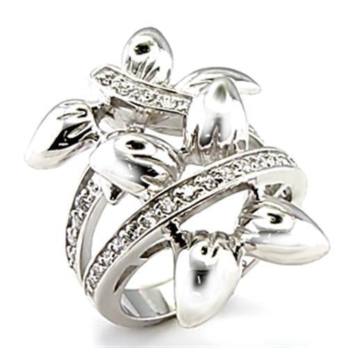 Load image into Gallery viewer, 6X042 - Rhodium Brass Ring with AAA Grade CZ in Clear
