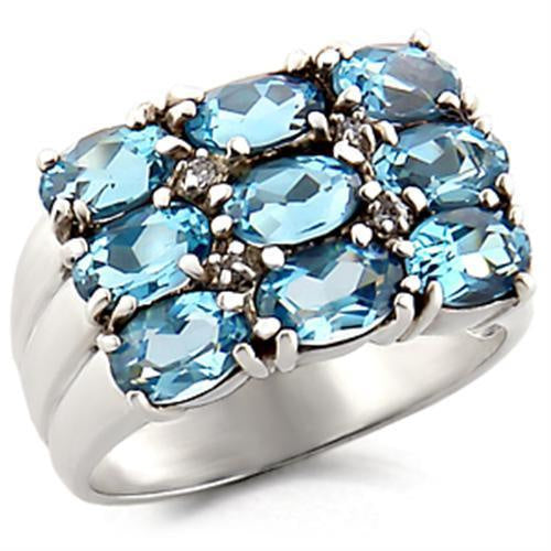 Load image into Gallery viewer, 6X002 - High-Polished 925 Sterling Silver Ring with Synthetic Spinel in Sea Blue
