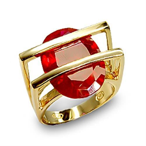 Load image into Gallery viewer, 6X001 - Gold 925 Sterling Silver Ring with Synthetic Garnet in Ruby
