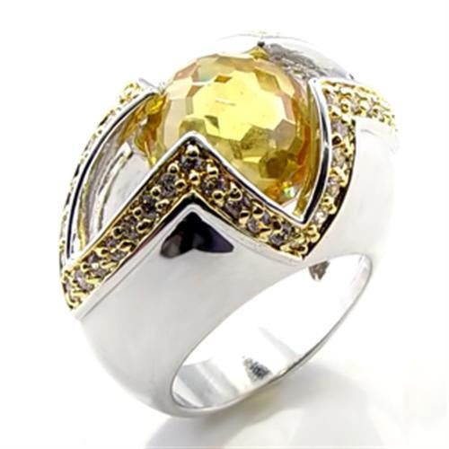 Load image into Gallery viewer, 6X010 - Reverse Two-Tone Brass Ring with AAA Grade CZ in Topaz
