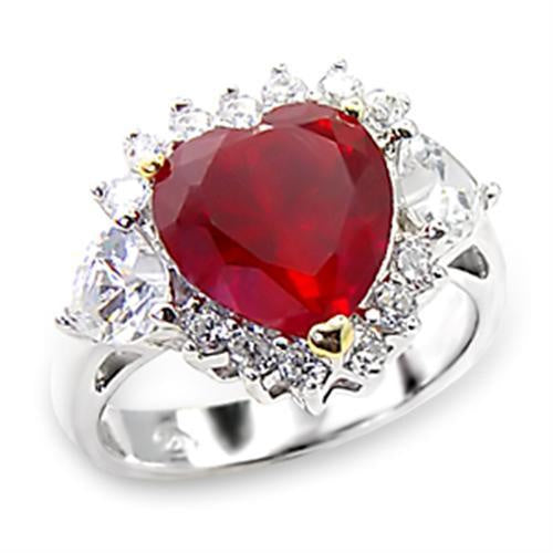Load image into Gallery viewer, 6X062 - High-Polished 925 Sterling Silver Ring with Synthetic Garnet in Ruby
