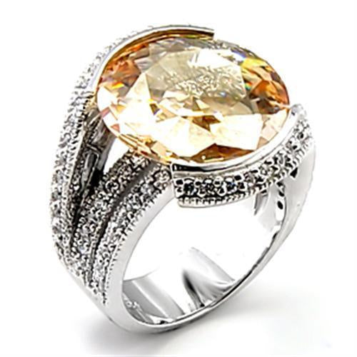 Load image into Gallery viewer, 6X045 - Rhodium Brass Ring with AAA Grade CZ in Champagne
