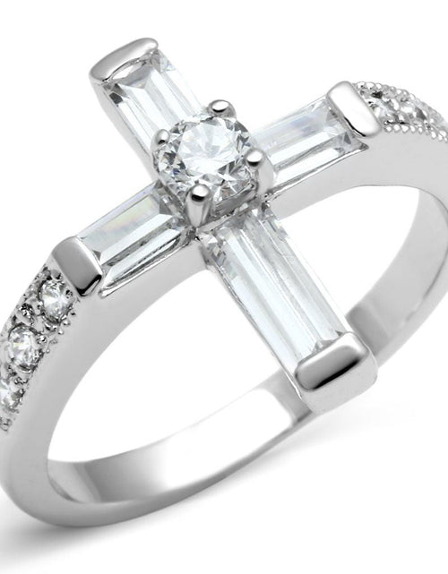 Load image into Gallery viewer, 3W288 - Rhodium Brass Ring with AAA Grade CZ in Clear
