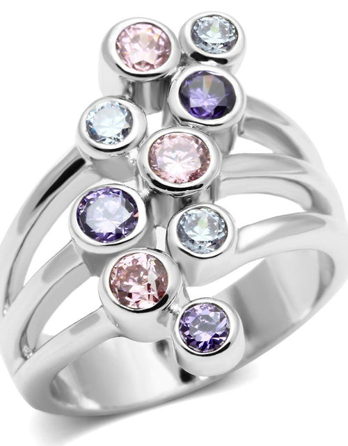 Load image into Gallery viewer, 3W290 - Rhodium Brass Ring with AAA Grade CZ in Multi Color
