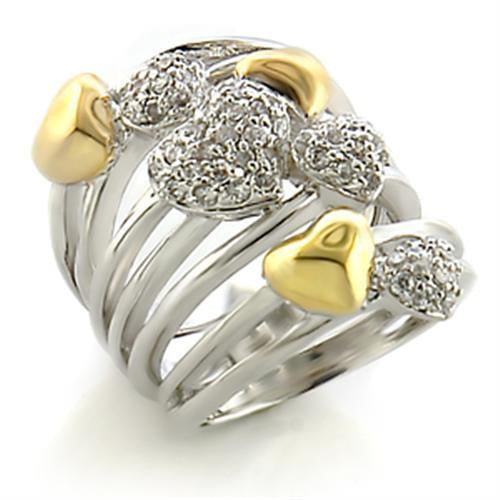 Load image into Gallery viewer, 8X149 - Gold+Rhodium Brass Ring with AAA Grade CZ in Clear
