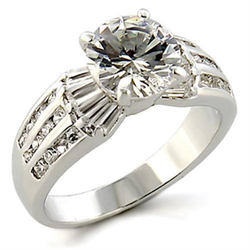 Load image into Gallery viewer, 96313 - Rhodium Brass Ring with AAA Grade CZ in Clear
