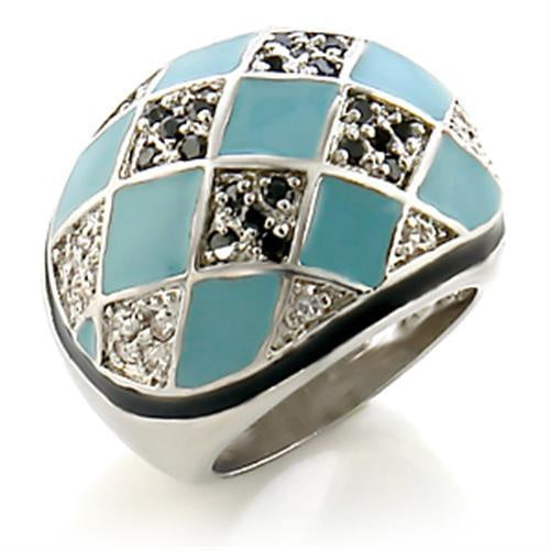 Load image into Gallery viewer, 8X159 - Rhodium Brass Ring with AAA Grade CZ in Jet
