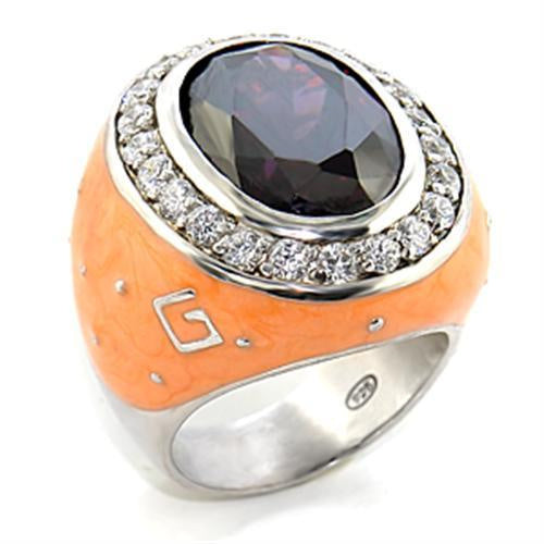 Load image into Gallery viewer, 8X019 - Rhodium Brass Ring with AAA Grade CZ in Amethyst
