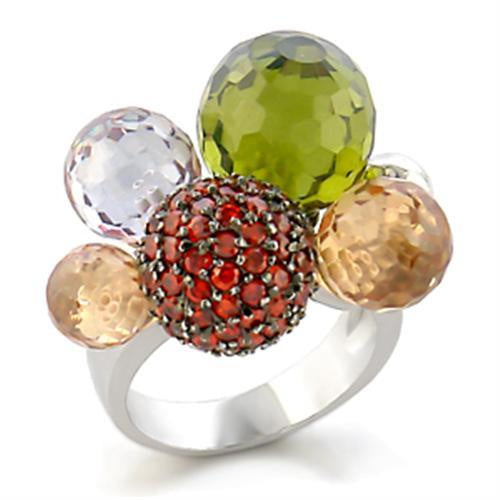 Load image into Gallery viewer, 9W020 - Rhodium + Ruthenium Brass Ring with AAA Grade CZ in Multi Color
