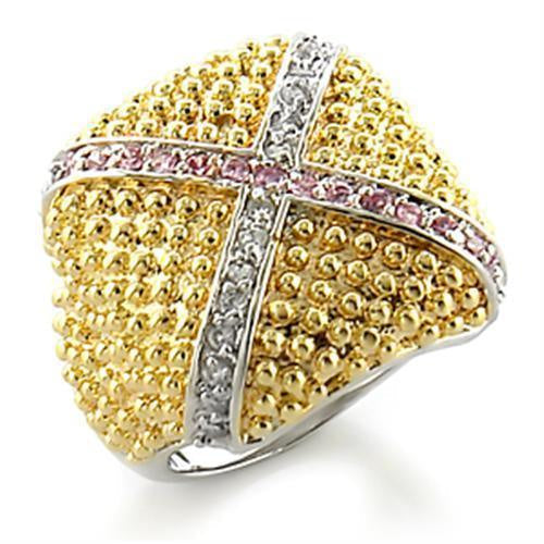 Load image into Gallery viewer, 8X144 - Gold+Rhodium Brass Ring with AAA Grade CZ in Rose
