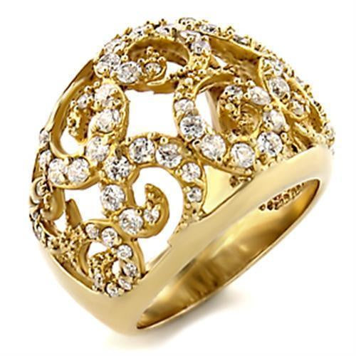 Load image into Gallery viewer, 9W070 - Gold Brass Ring with AAA Grade CZ in Clear
