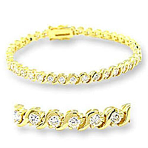 Load image into Gallery viewer, 47204 - Gold Brass Bracelet with AAA Grade CZ in Clear
