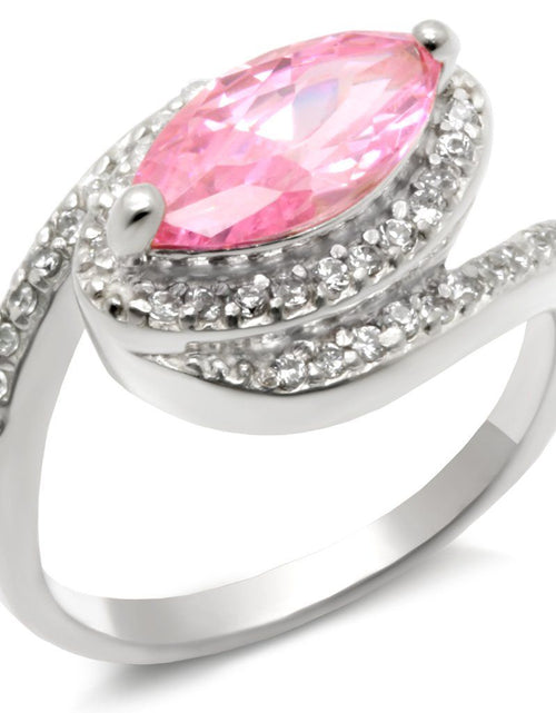 Load image into Gallery viewer, 49509 - High-Polished 925 Sterling Silver Ring with AAA Grade CZ in Rose
