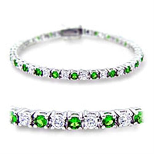 Load image into Gallery viewer, 46906 - Rhodium Brass Bracelet with Synthetic Spinel in Emerald
