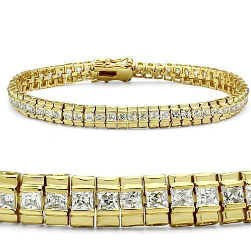 Load image into Gallery viewer, 47303 - Gold Brass Bracelet with AAA Grade CZ in Clear
