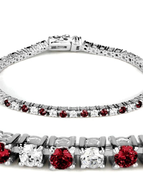 Load image into Gallery viewer, 46902 - Rhodium Brass Bracelet with Synthetic Garnet in Ruby
