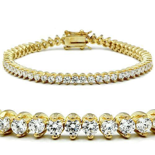 Load image into Gallery viewer, 47104 - Gold Brass Bracelet with AAA Grade CZ in Clear
