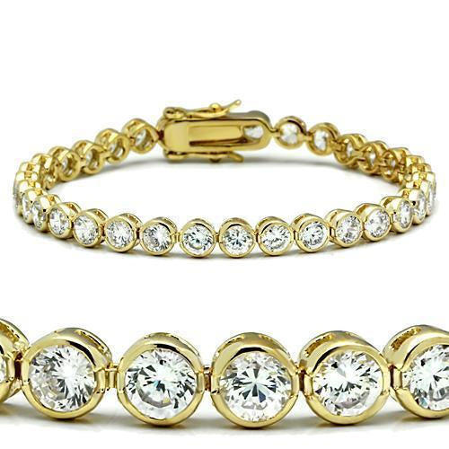Load image into Gallery viewer, 47202 - Gold Brass Bracelet with AAA Grade CZ in Clear
