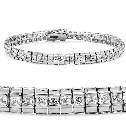 Load image into Gallery viewer, 47304 - Rhodium Brass Bracelet with AAA Grade CZ in Clear
