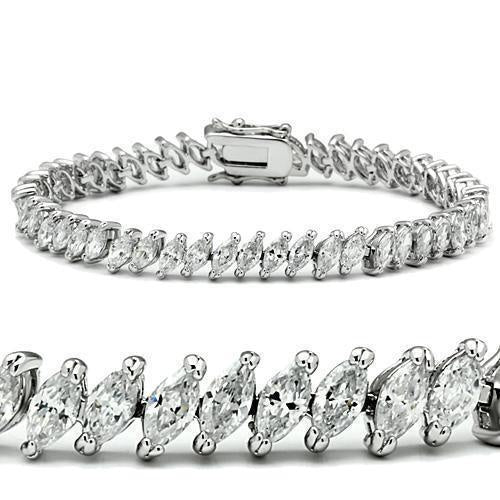 Load image into Gallery viewer, 47106 - Rhodium Brass Bracelet with AAA Grade CZ in Clear
