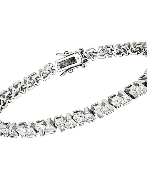 Load image into Gallery viewer, 47302 - Rhodium Brass Bracelet with AAA Grade CZ in Clear

