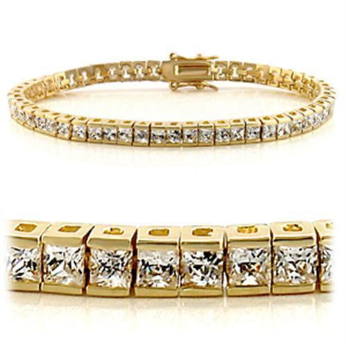Load image into Gallery viewer, 47101 - Gold Brass Bracelet with AAA Grade CZ in Clear
